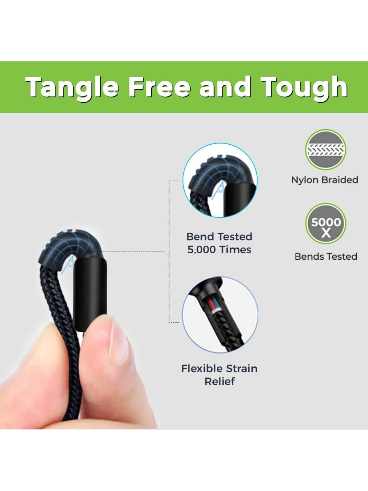 UltraProlink UL1069 Zap Micro USB 3A/15W USB-A Cable Nylon braided durable tough cable1.2m (Black)