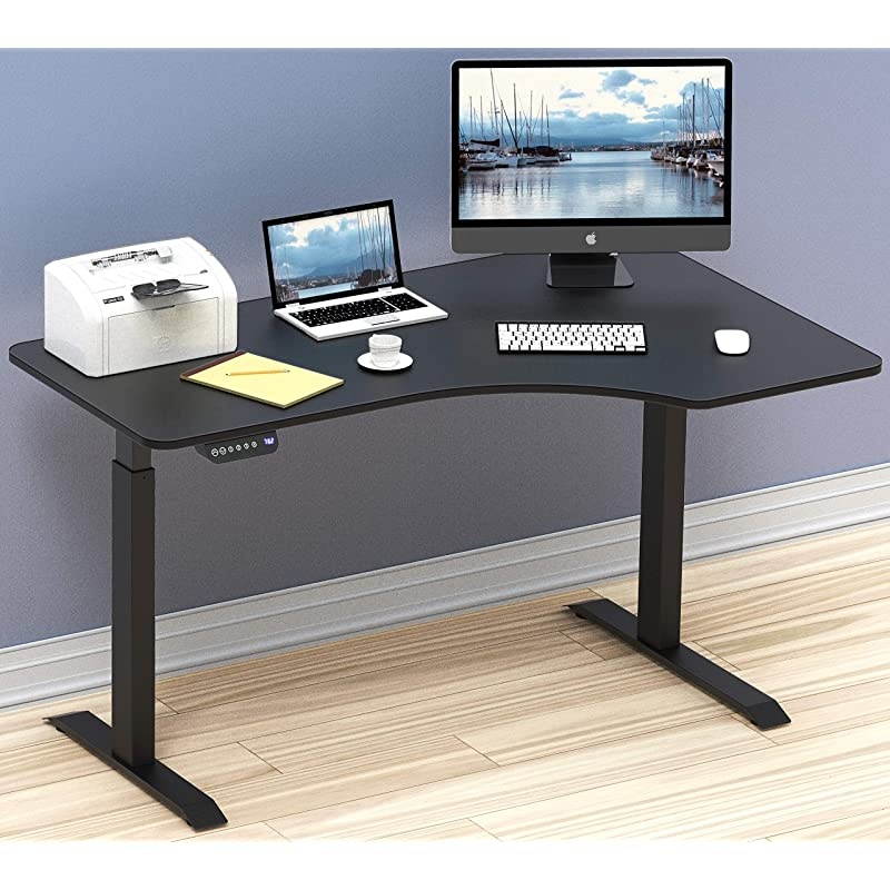 55-Inch Large Electric Height Adjustable Computer L-Shaped Desk, Black
