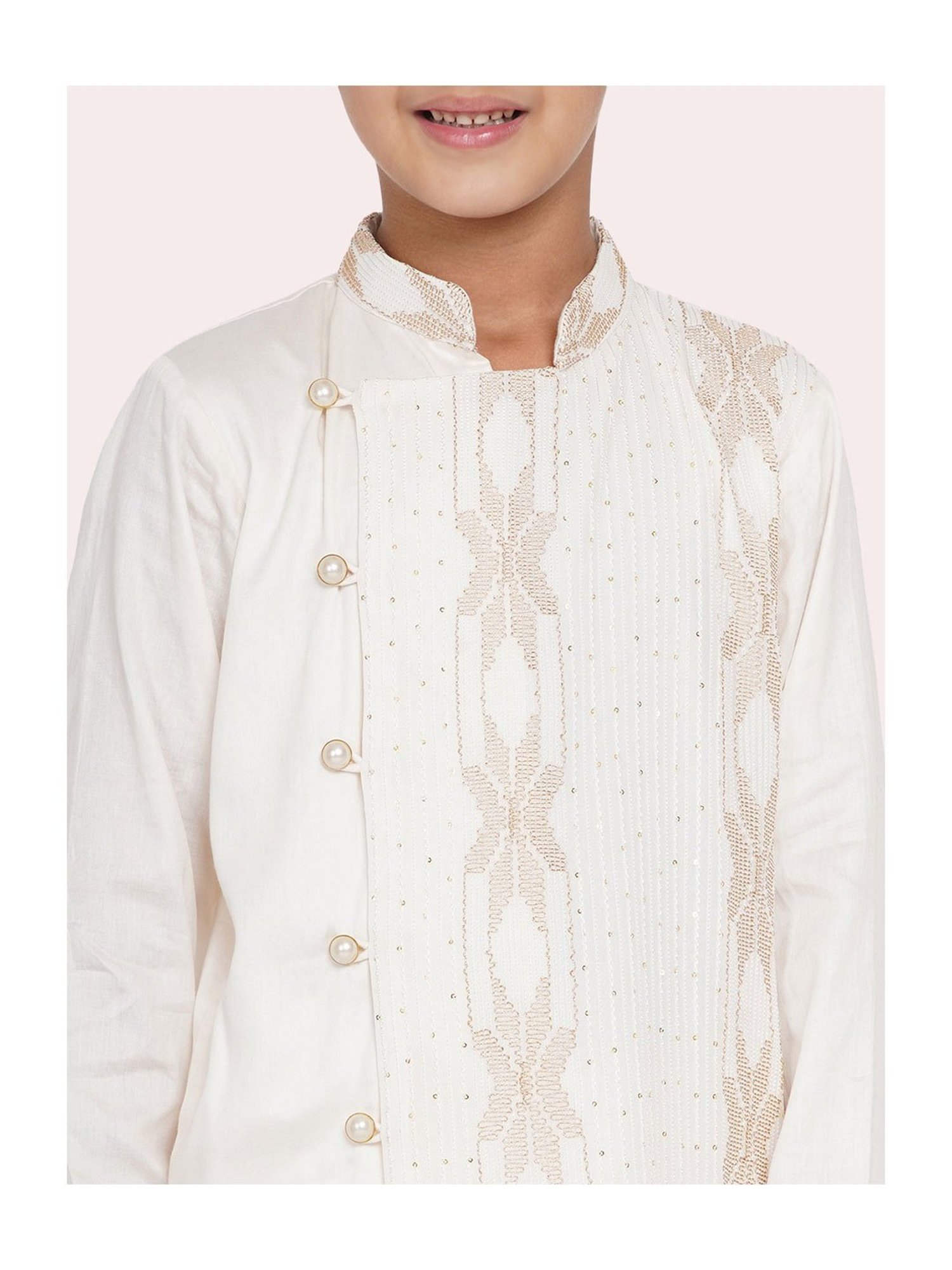 Little Bansi Cream Printed 1 Kurta + 1 Pyjamas