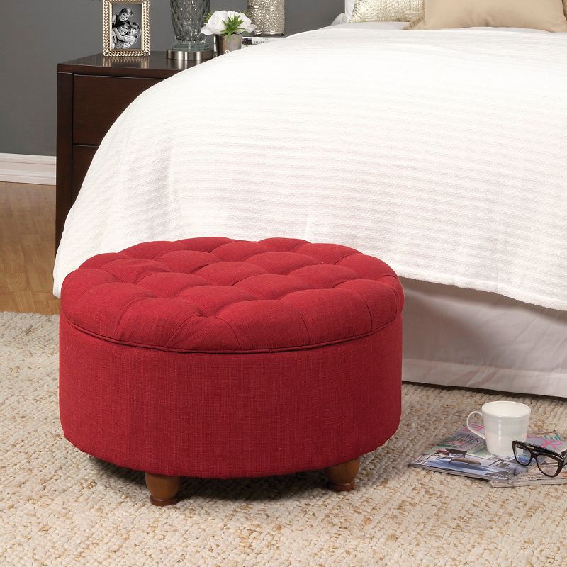 Tufted Round Cocktail Storage Ottoman Red - HomePop