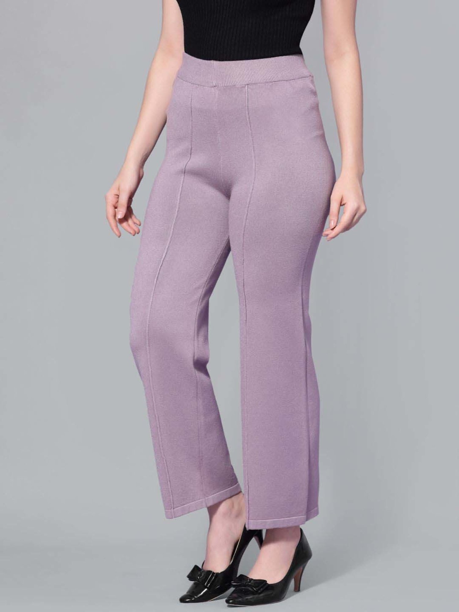 Mafadeny Mauve Self Pattern Palazzos