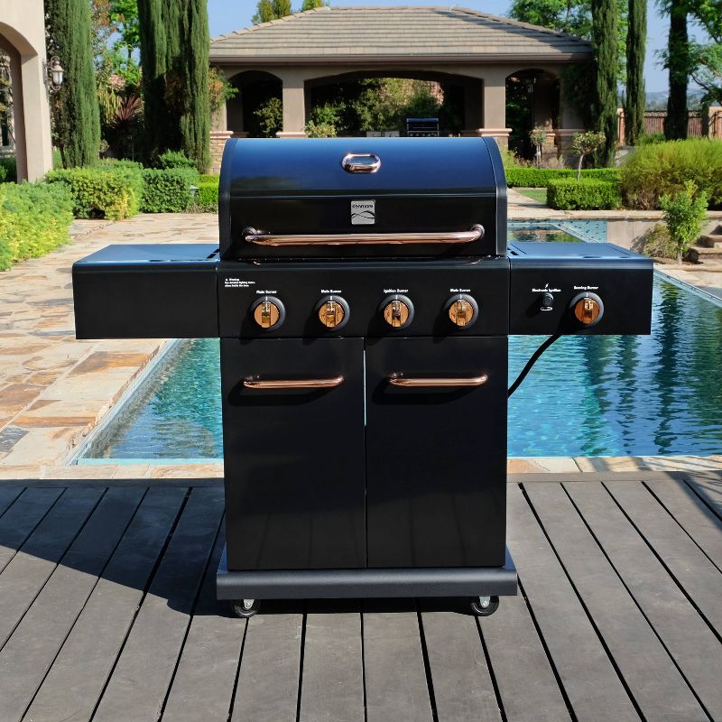 Kenmore 4-Burner Outdoor Gas BBQ Grill with Searing Side Burner PG-40409S0LB-2 Black