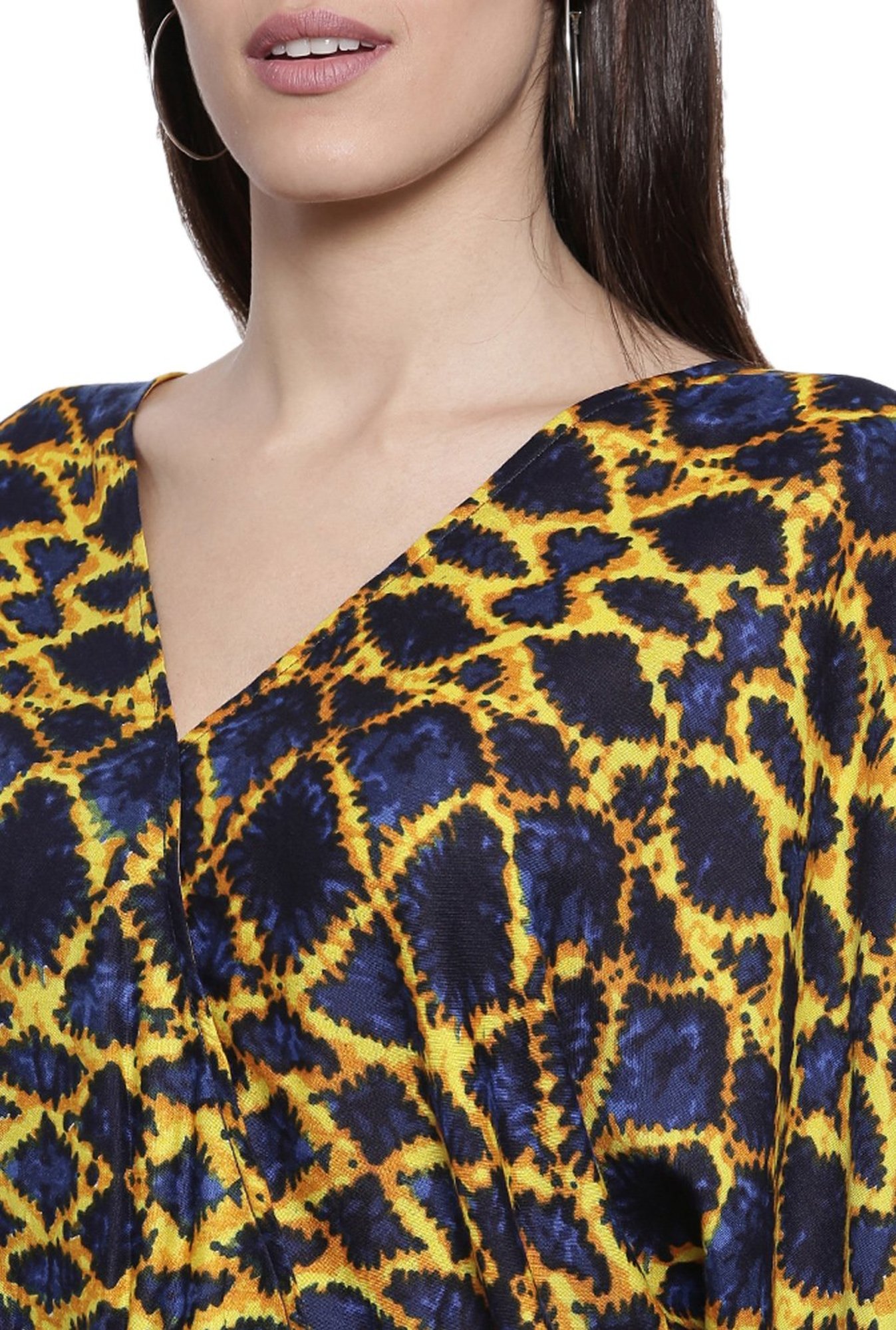 The Kaftan Company Navy & Yellow Printed Top