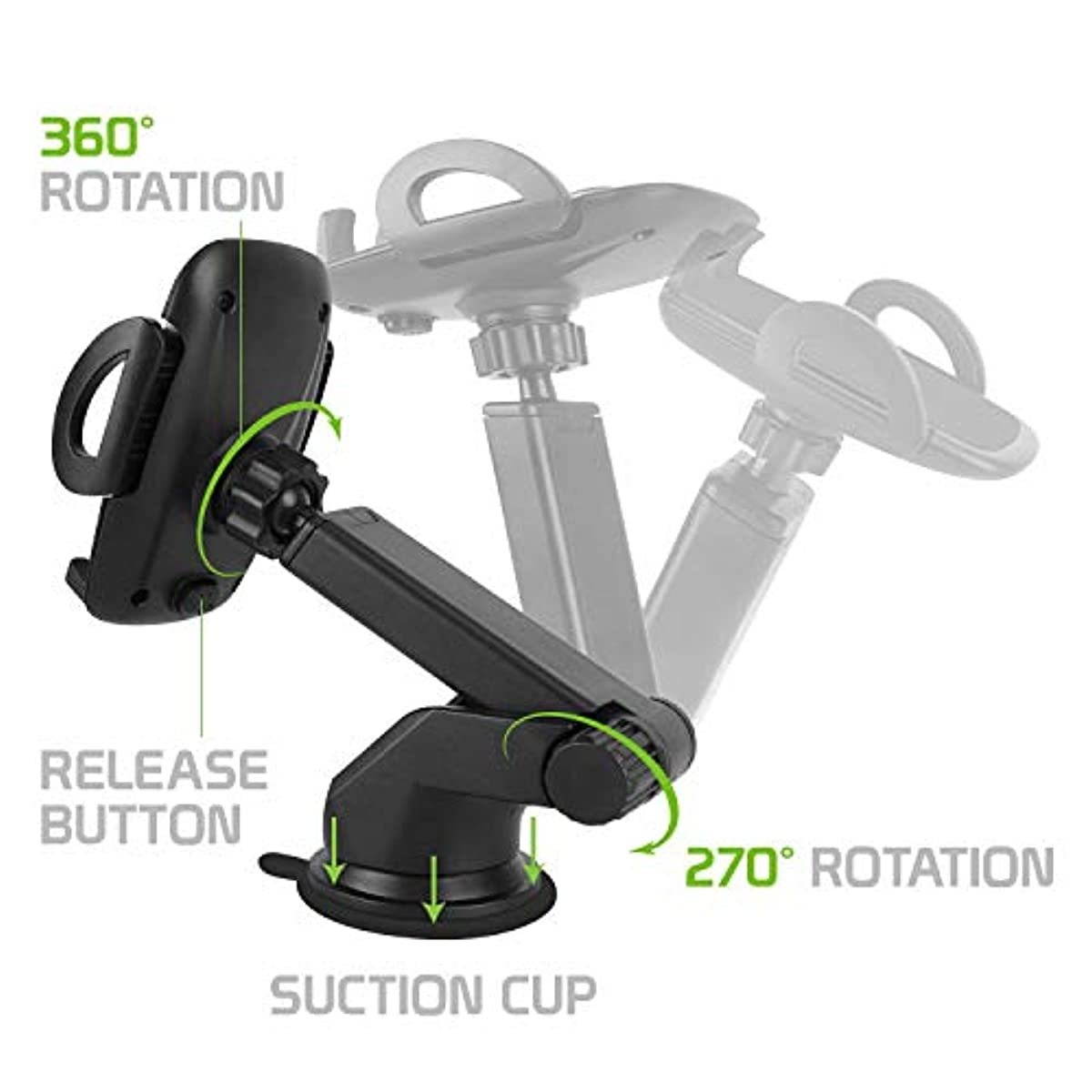 Cellet Car Phone Mount Extendable Windshield and Dashboard Holder Compatible for iPhone 11 Pro, 11, Xr XS MAX Galaxy Note 10 10+ 10 Plus 5G