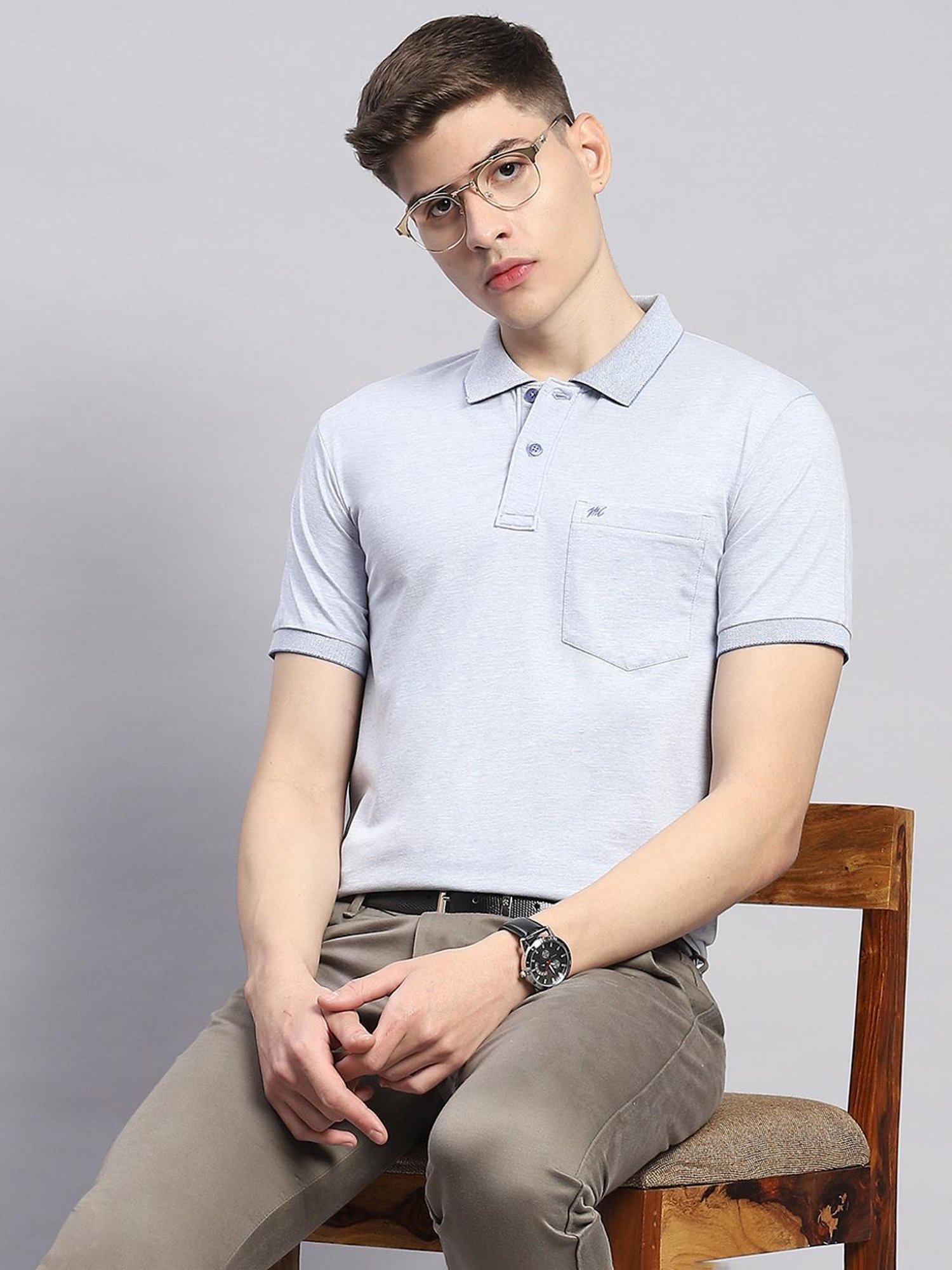 Monte Carlo Sky Cotton Regular Fit Polo T-Shirt