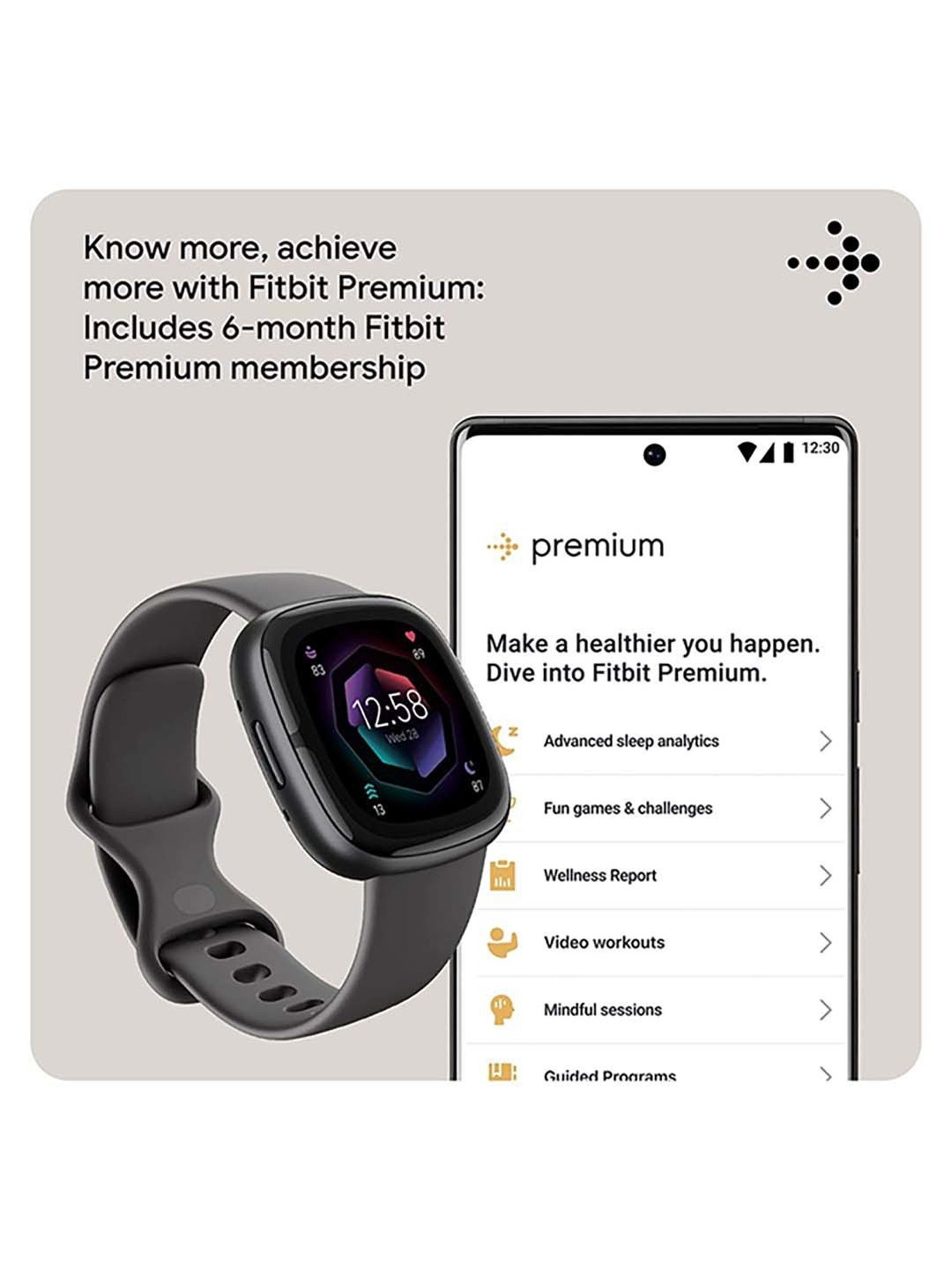 Fitbit Sense 2 Health & Fitness Watch (Shadow Grey / Graphite Aluminium)