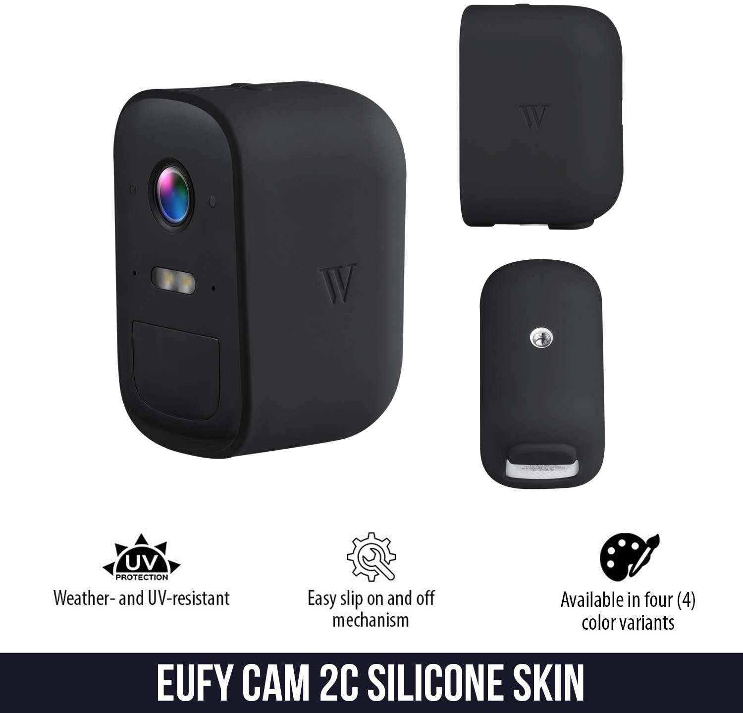 Wasserstein Silicone Skins for eufyCam 2C and 2C Pro - Camouflage and Accessorize Your Security Camera (2 Pack, Black) (NOT for eufyCam 2/2 Pro/E)