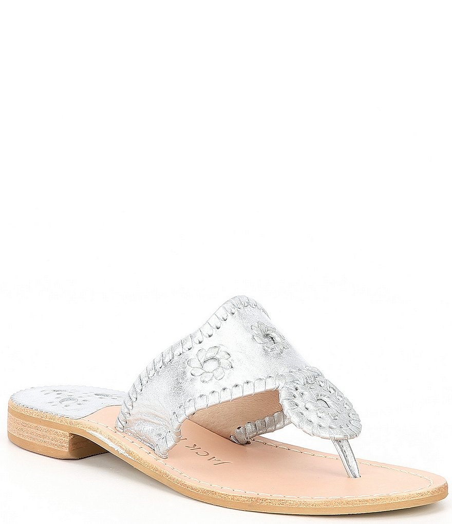 Jack Rogers Jacks Metallic Leather Flat Sandals