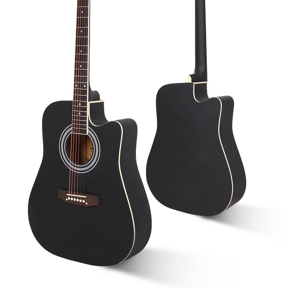 New 41" Full Size Adult 6 Strings Cutaway Folk Acoustic Guitar Black
