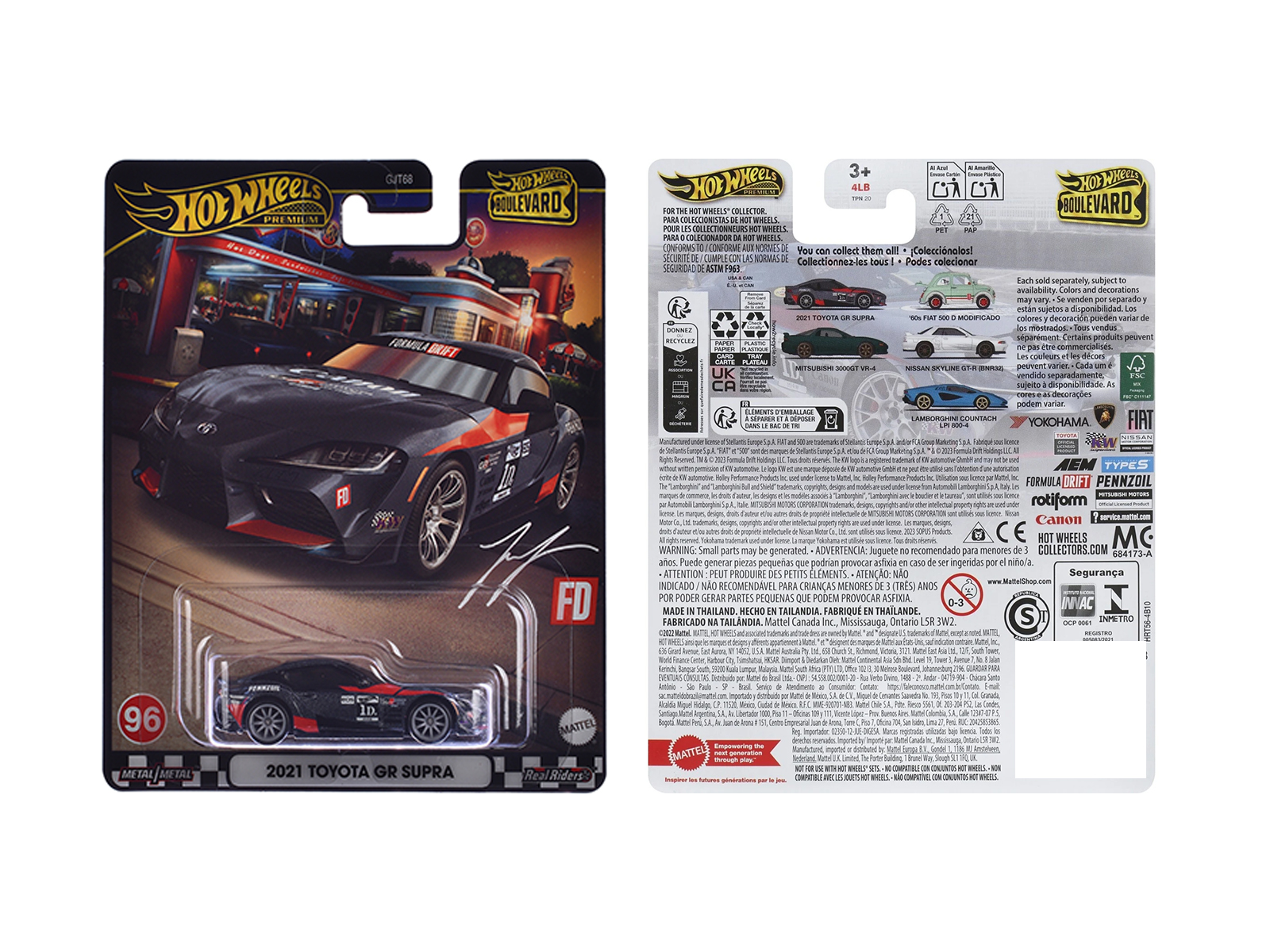 2021 Toyota GR Supra #1D "Formula Drift" Dark Gray Metallic "Boulevard" Series Diecast Model Car by Hot Wheels
