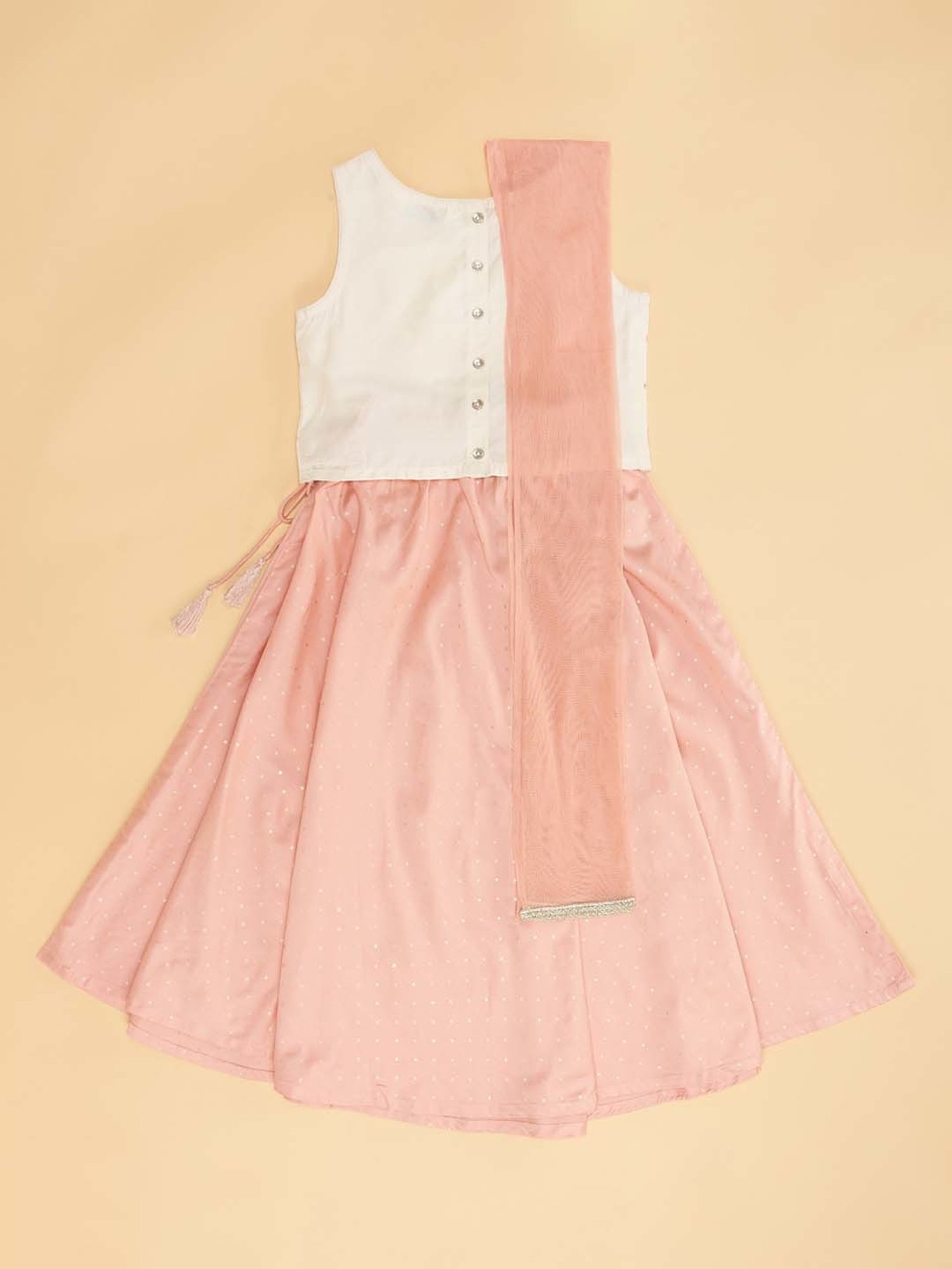 A Little Fable Kids Red & Beige Embellished Lehenga Choli