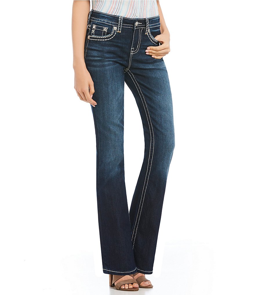 Miss Me Heavy Stitch Flap Pocket Curvy Fit Bootcut Jeans