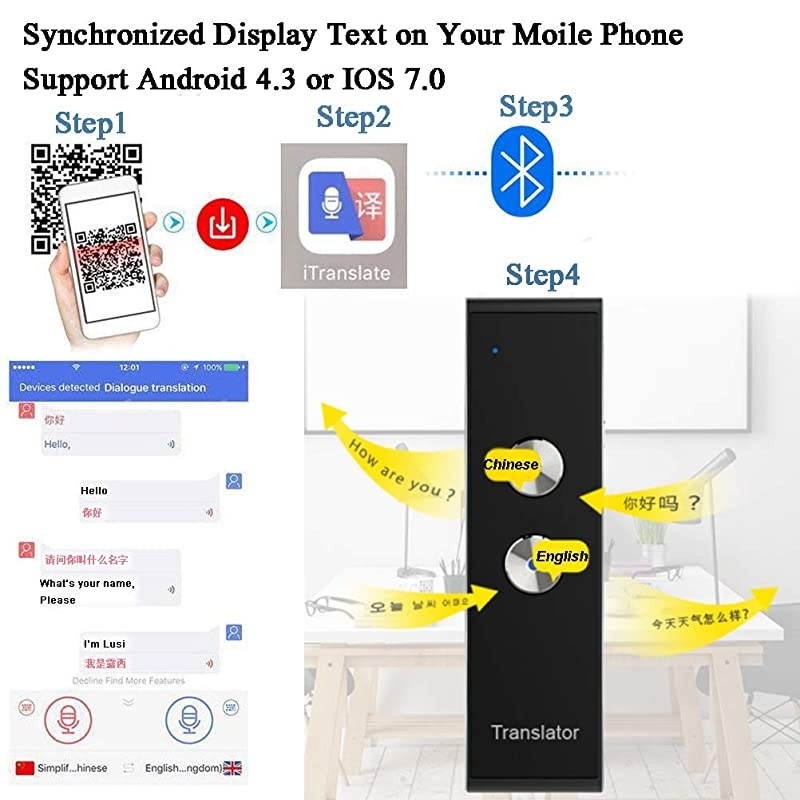 Smart Language Translator Device Handheld Portable Real Time Instant Two-Way Language Translation Support 39 Language Freely Translation (Gray)