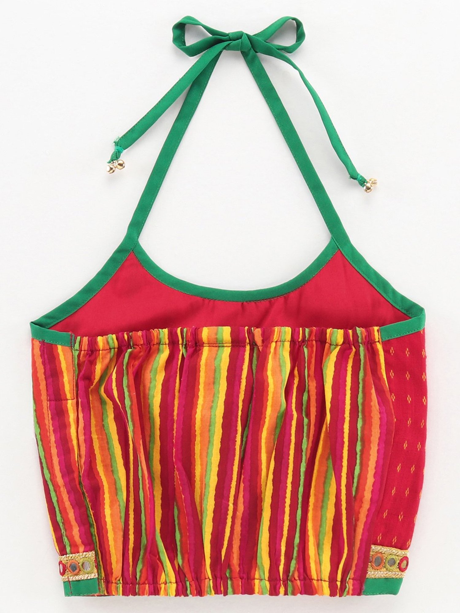 TWISHA Kids Red & Green Embroidered Top with Dhoti