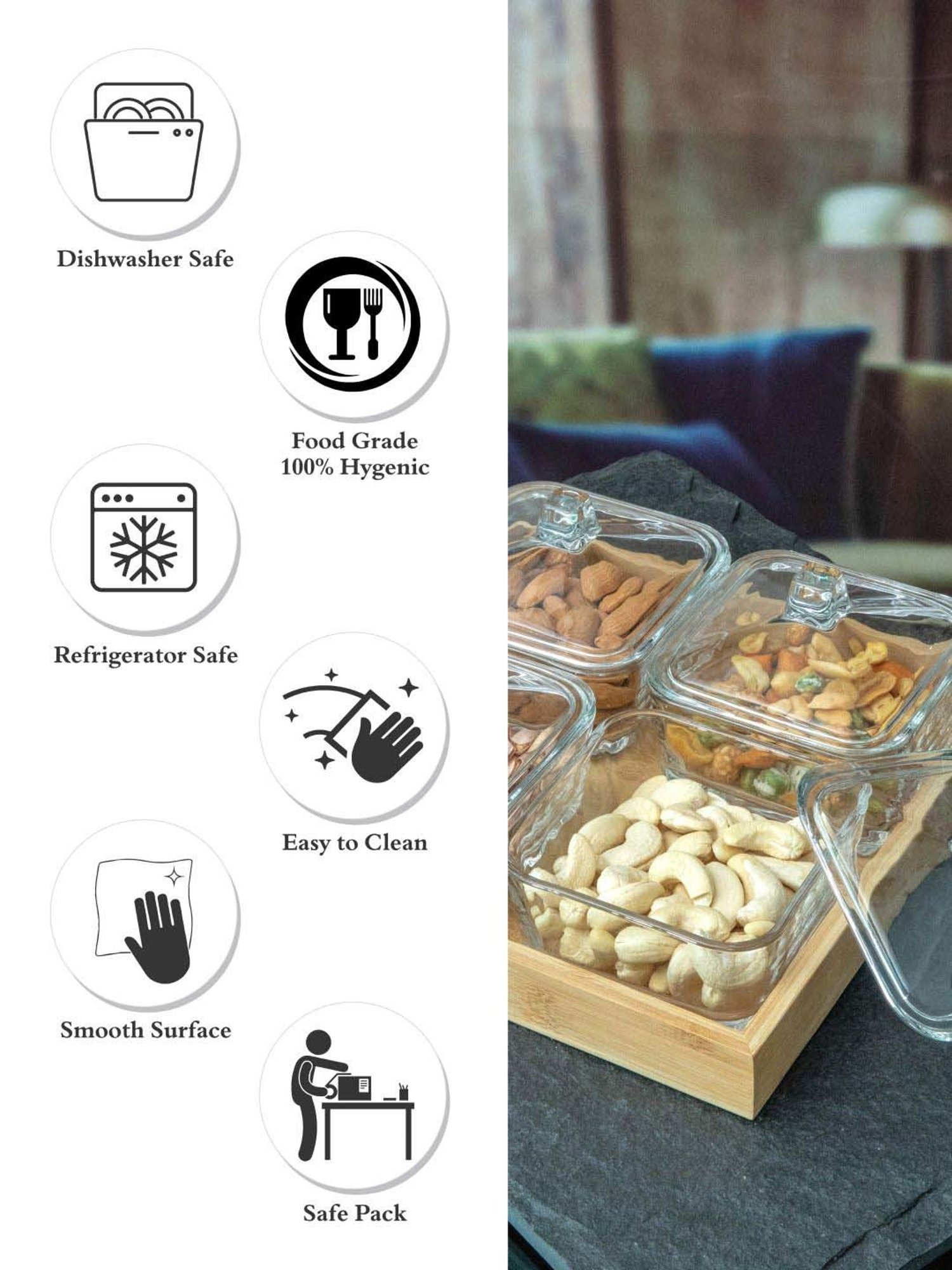 Goodhomes Transparent Glass Butter Dishes With Lid