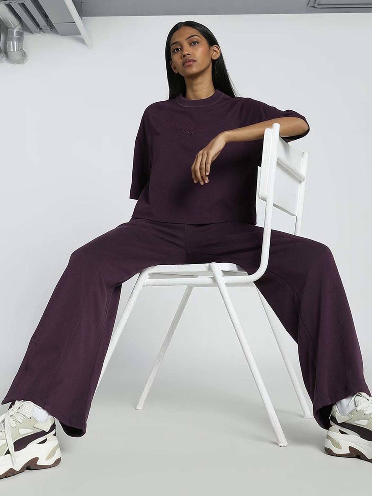 Puma Midnight Plum Cotton Embroidered T-Shirt