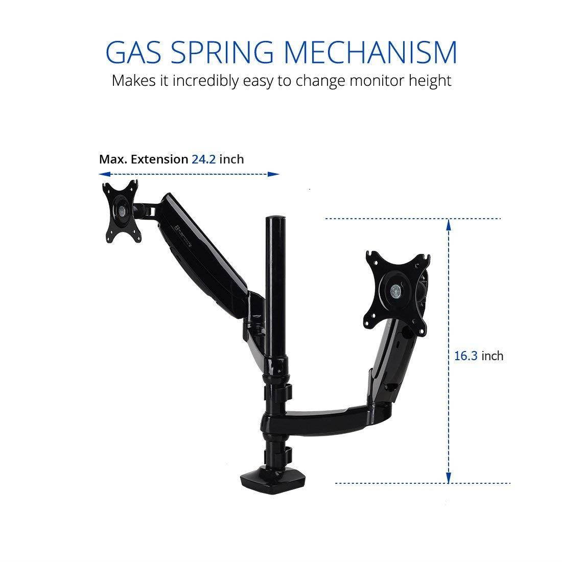 FLEXIMOUNTS Vertical Dual Monitor Mount LCD arm,Full Motion Stacking Desk mounts for 10"-27" Computer Monitor, w Clamp or Grommet Desktop Support
