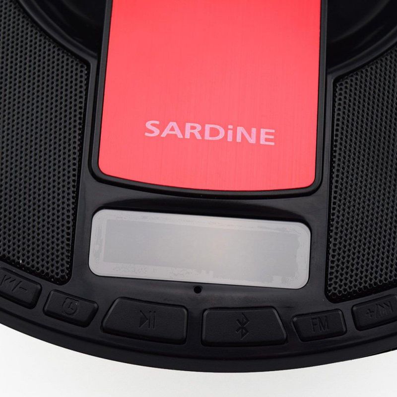 ChiTronic Sardine Airship SDY-021 HiFi Bluetooth Stereo Audio Speaker Music Player FM Radio + Alarm Clock,Black+Red