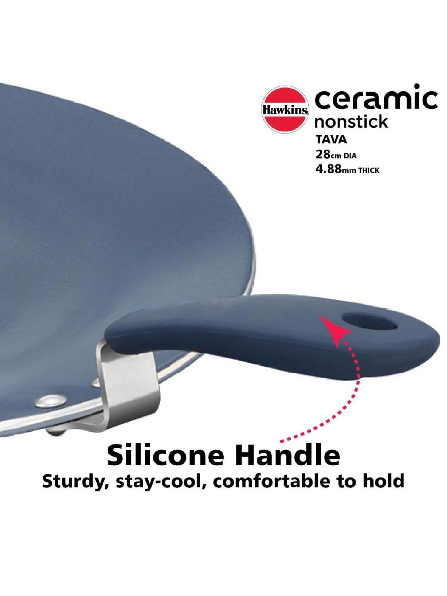 Hawkins Black Ceramic 28 cm Induction Paratha Granite Griddle Tawa (Ict28)