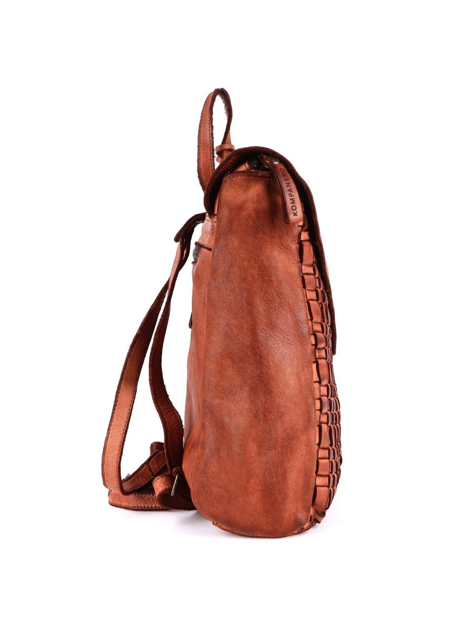 KOMPANERO Mia Cognac Leather Solid Backpack