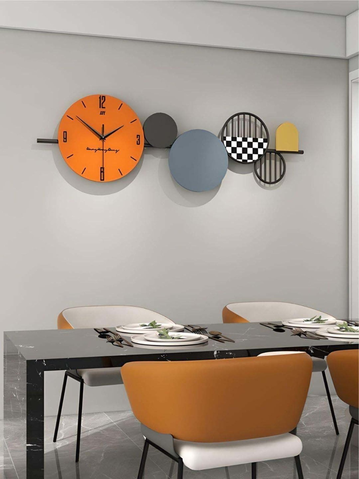 The Art House Orange Metal Clock