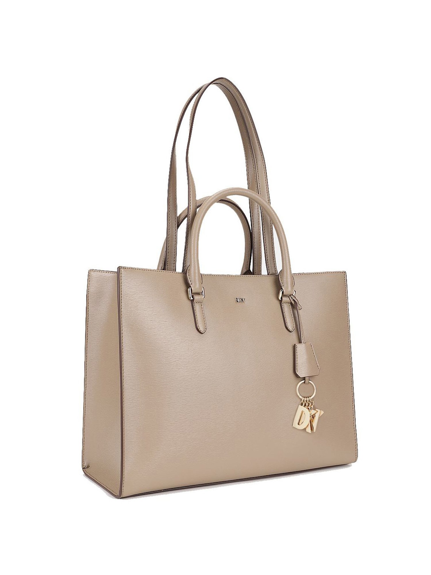 Dkny Coffee Leather Solid Tote Handbag