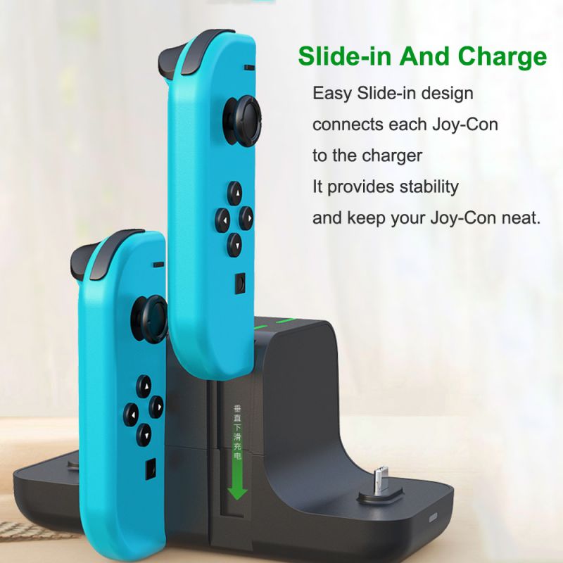 Switch Charger Dock Station for Nintendo Switch, Idealforce 6 in 1 Fast Charger Station Desktop Dock Adapter with Type C Cable for Joycon&Pro Controller