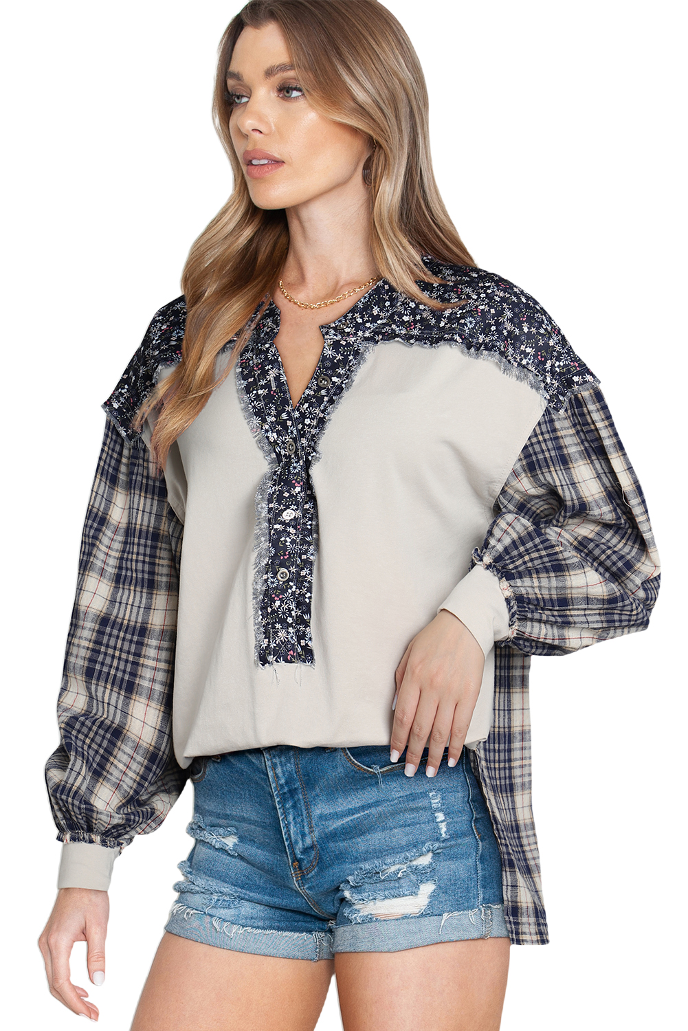 Bohemian Patterned Pullover Long Sleeve Blouse
