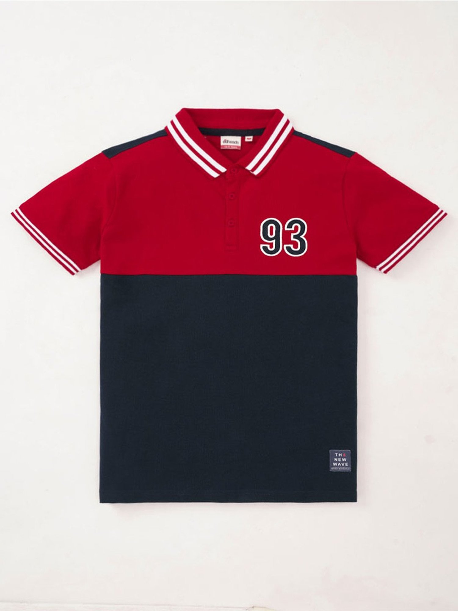 Edheads Kids Red & Navy Cotton Color Block Polo T-Shirt
