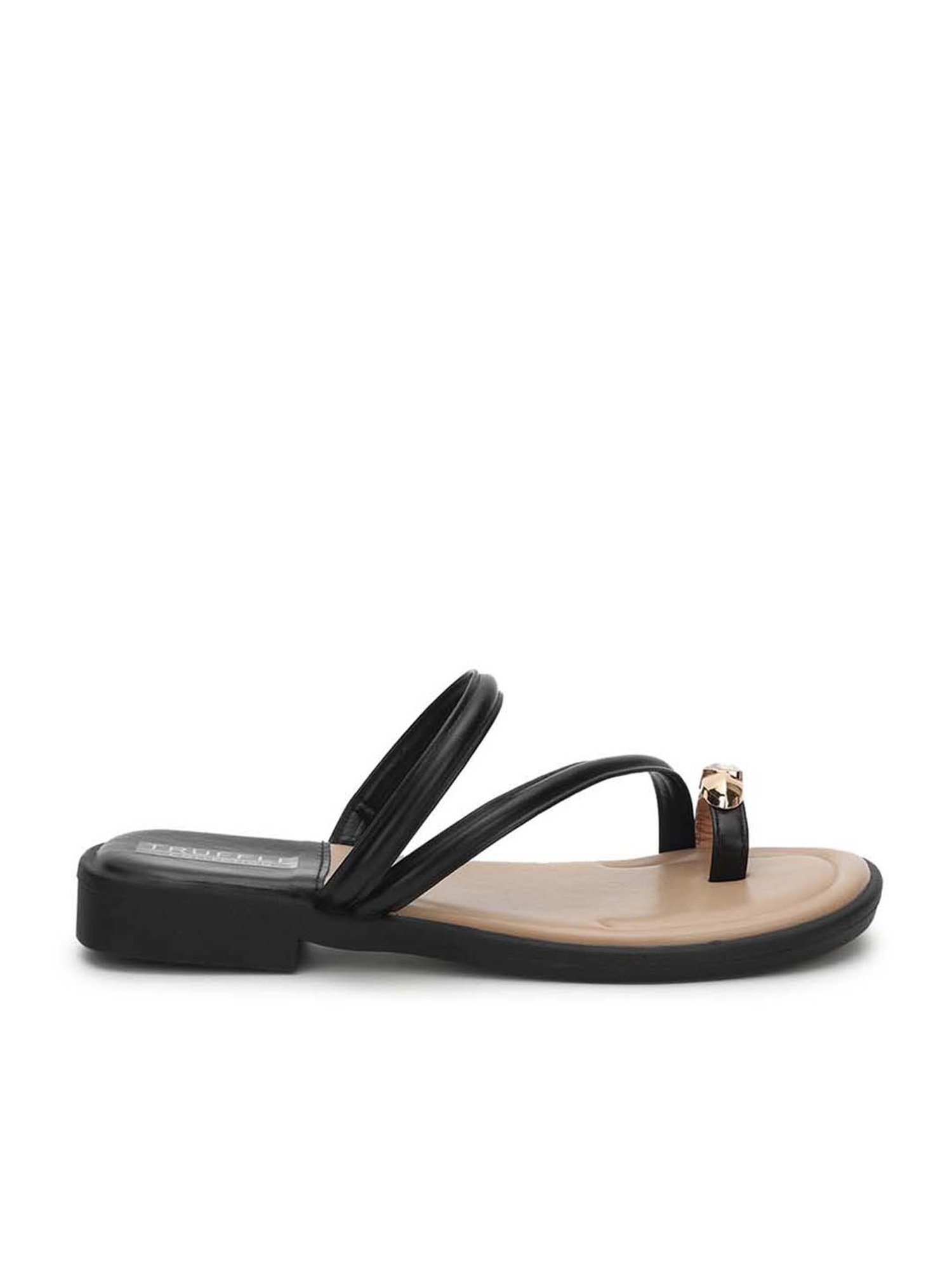 Truffle Collection Women's Black Toe Ring Sandals