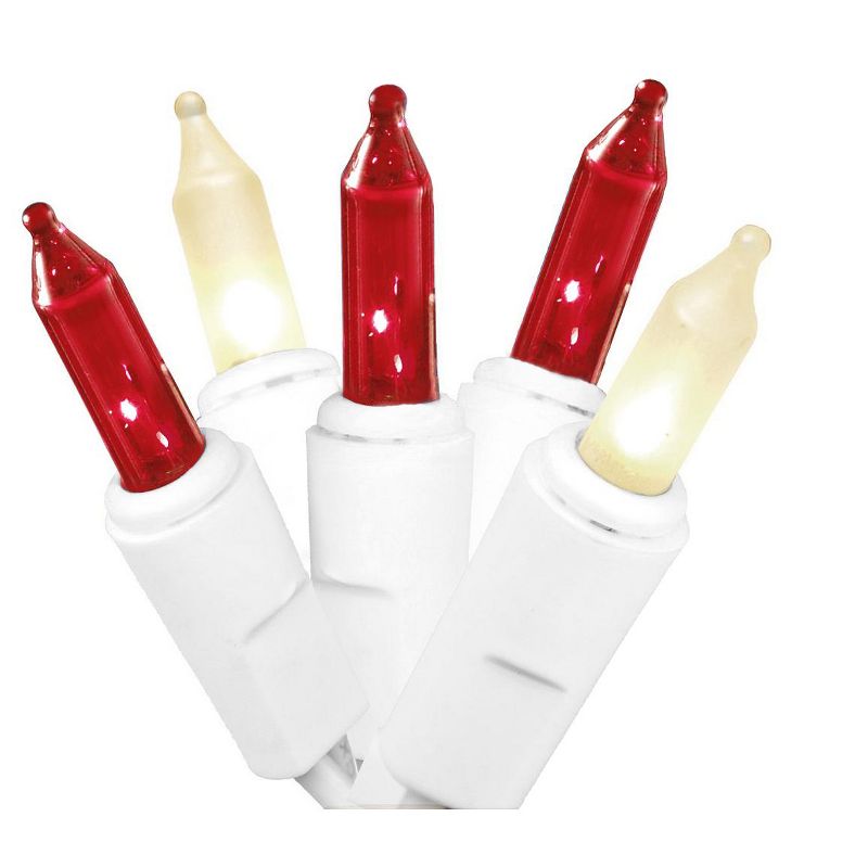 Northlight 100-Count Red and Frosted Clear Mini Christmas Light Set, 20.5ft White Wire