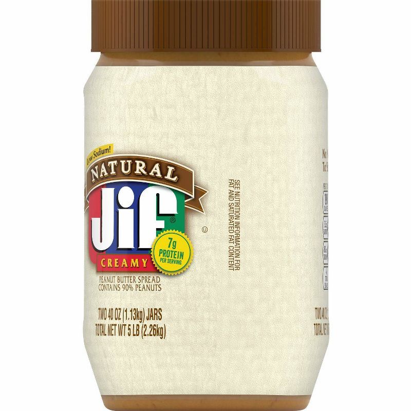Jif Peanut Butter Twin Pack Natural Creamy - 80oz