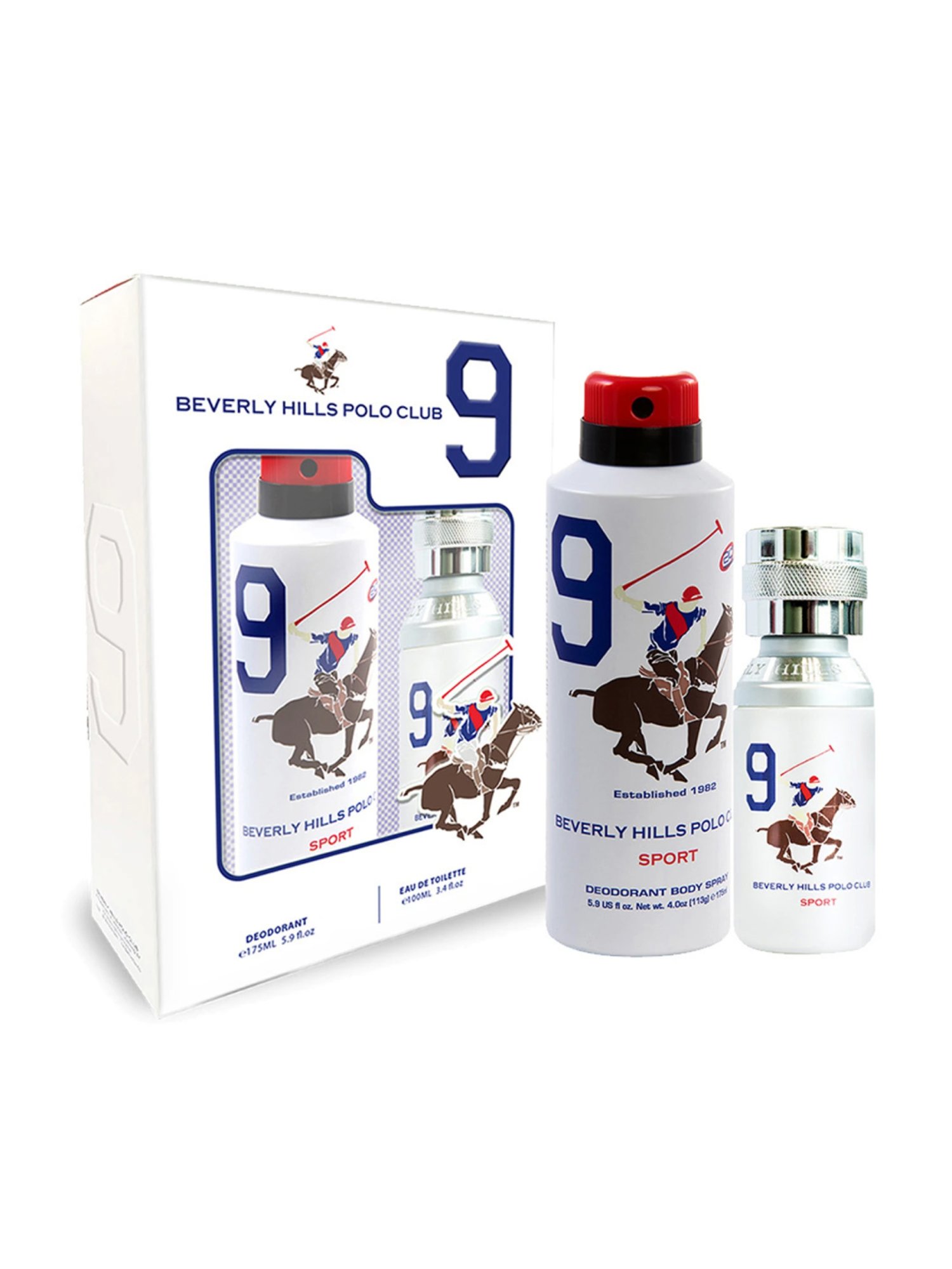 Beverly Hills Polo Club Sport No.9 Gift Set for Men with Eau De Toilette & Sport Deo