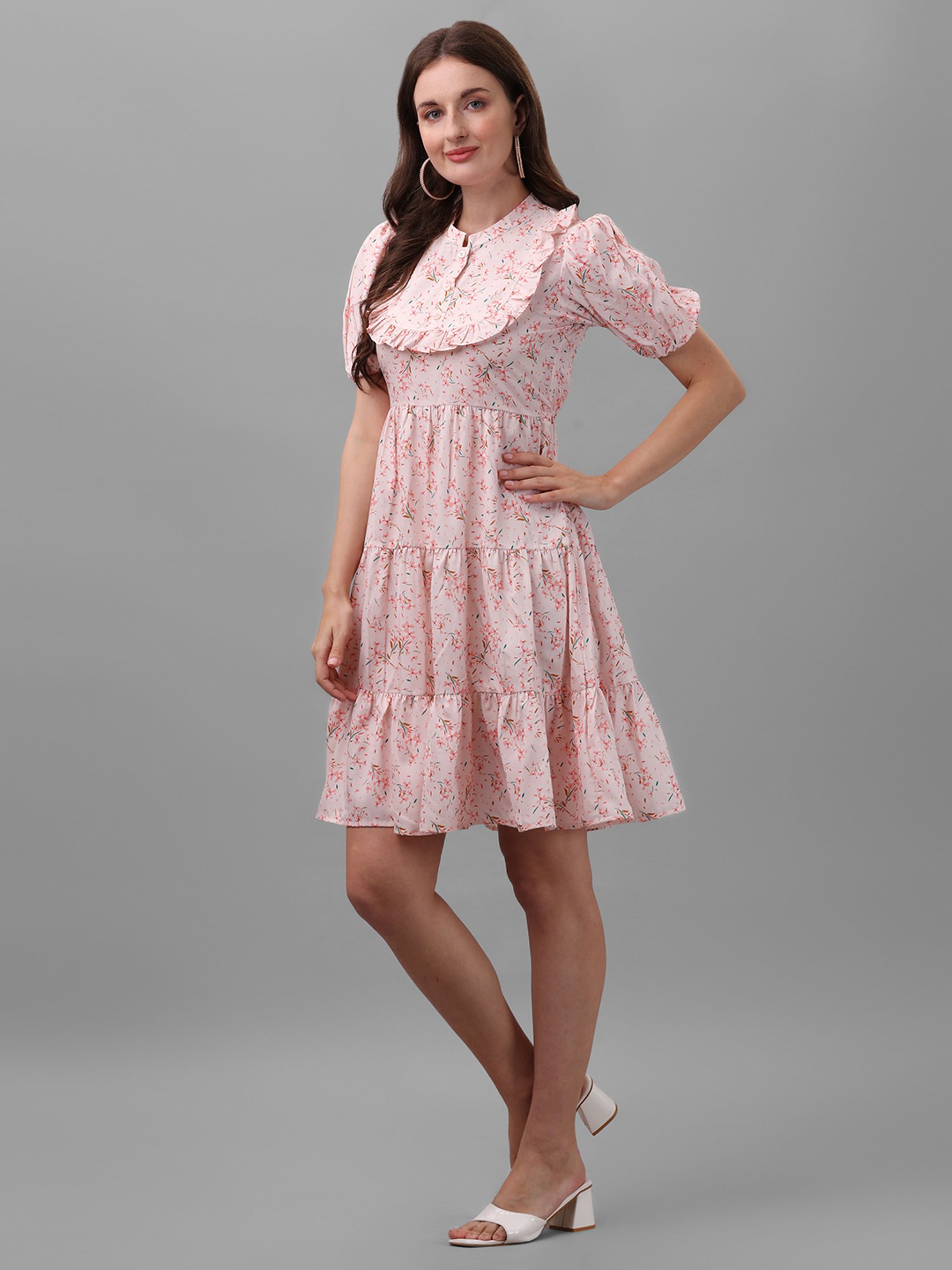 MASAKALI.CO Light Pink Floral Print Empire Dress