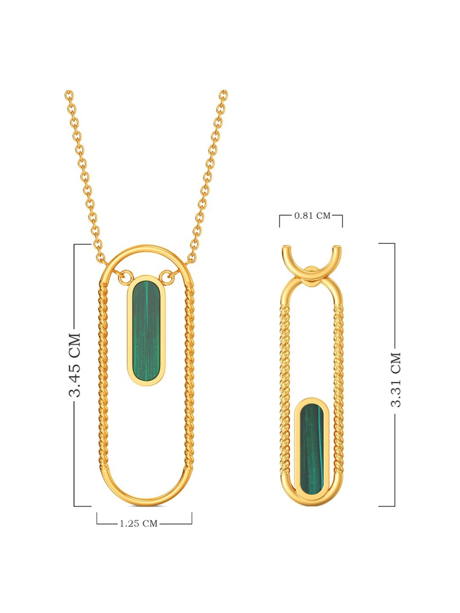 Joyalukkas 22k Gold Capsule-frame Green Brightlight Pendant & Earrings Set