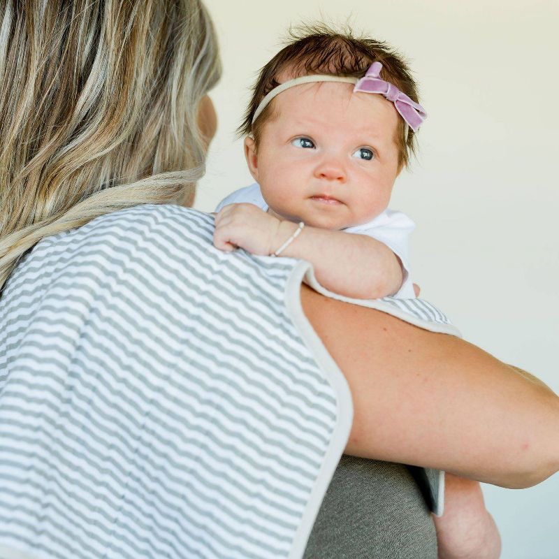 Little Unicorn 4-Layer Cotton Muslin Burp Cloth - Gray Stripe