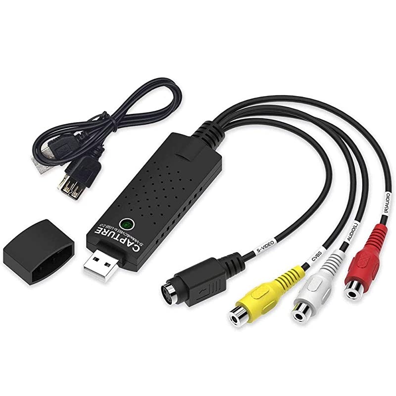 2.0 Audio/Video Converter, VHS to Digital Converter, Video Capture Card VCR TV to DVD Converter for Mac, PC Support Windows 2000/10 / 8/7 / Vista/XP/Android