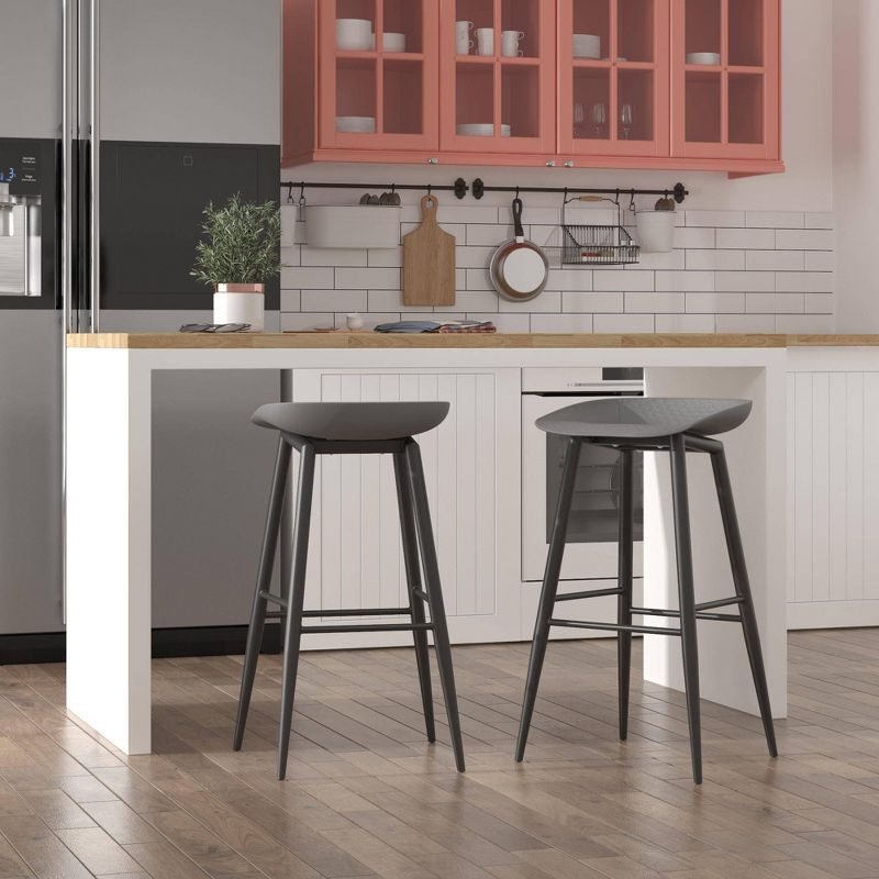 Riley 2pk Indoor/Outdoor Bar Stools - Charcoal - Novogratz