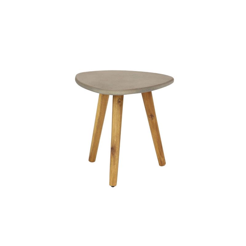 Small Mid-Century Wood Outdoor Accent Table - Gray - Olivia & May