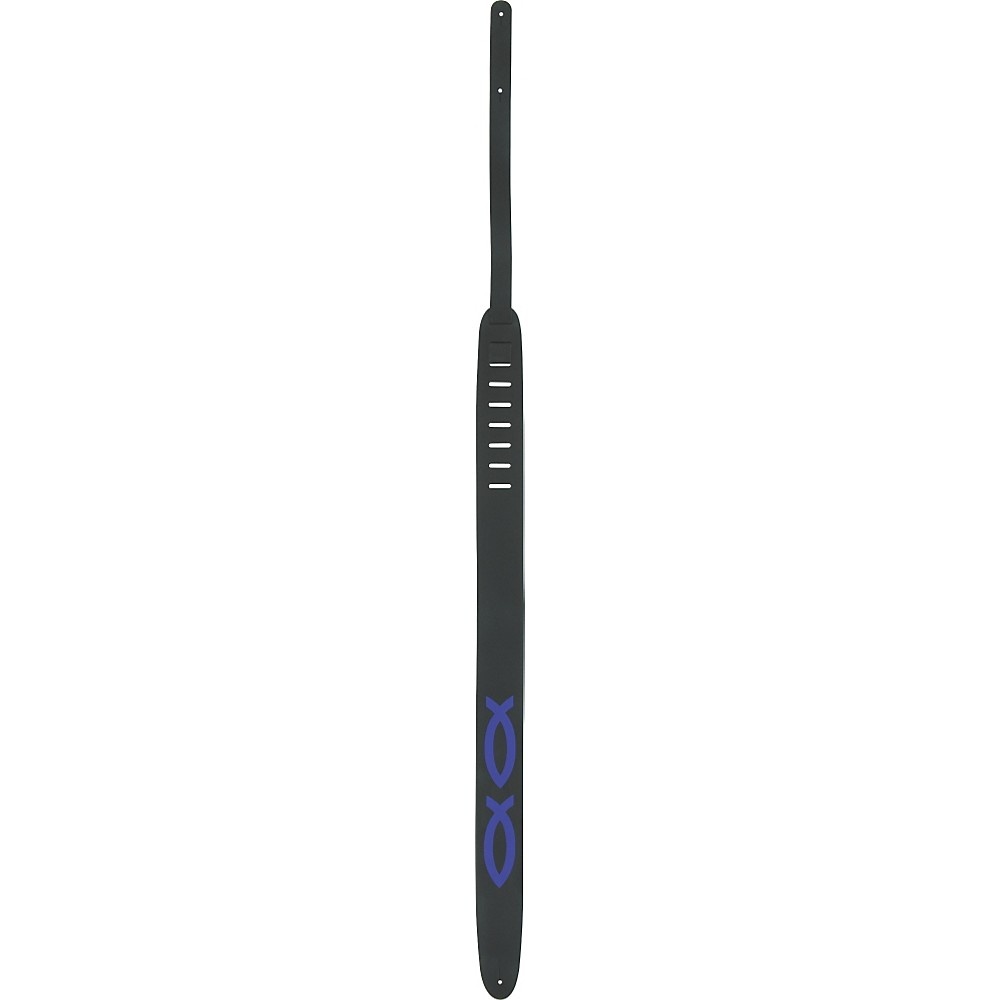 Perri's 2.5" Leather Guitar Strap with Embossed Design Blue Fish