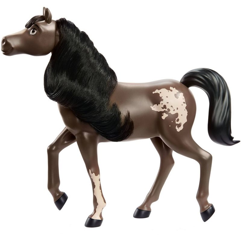Spirit Untamed 8" Herd Horse, Moving Head, Bay Pinto with Long Black Mane and Playful Stance