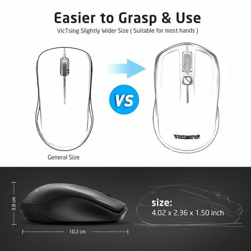 Ergonomic 2.4G Wireless Mouse Mice 3 Adjustable DPI For PC Laptop Win10