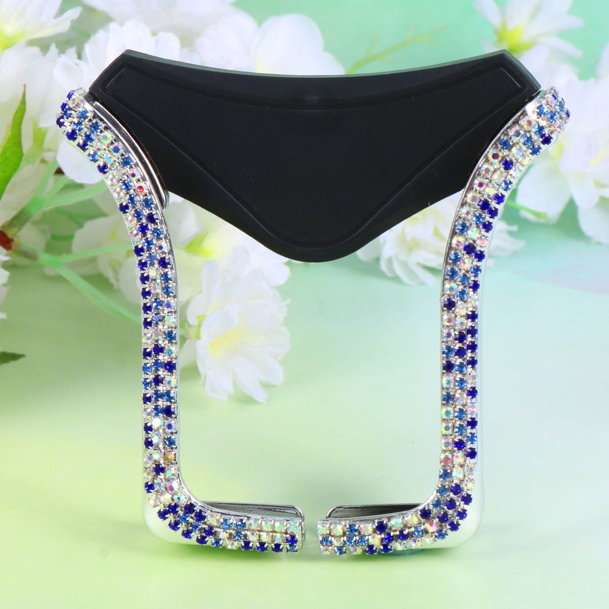 Rhinestone U Shape Car Air Vent Phone Bracket Navigation Telescopic Gravity Holder (Silver)