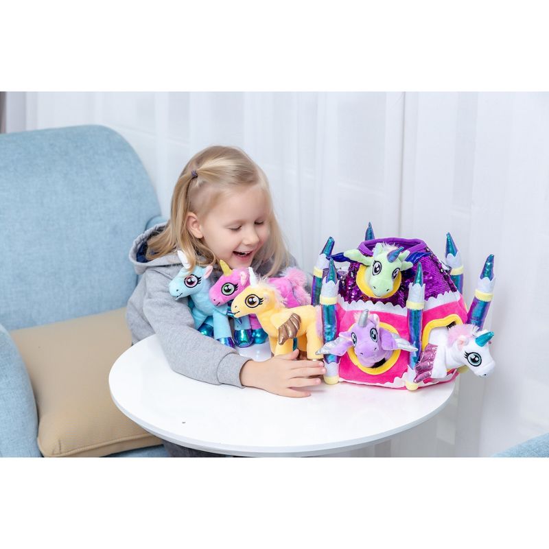 Play-Act Unicorn Castle Plush Toys, 6 Pack