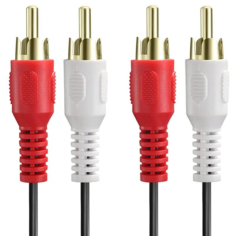 2-RCA Male to 2-RCA Male (6 FT),  Dual 2 RCA Cable, Stereo Audio 2RCA Cord Male to Male Connector