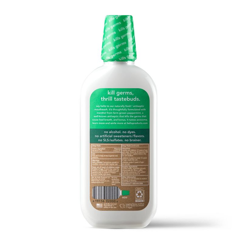 hello Naturally Fresh Antiseptic Mouthwash , Alcohol Free and Vegan , 473ml
