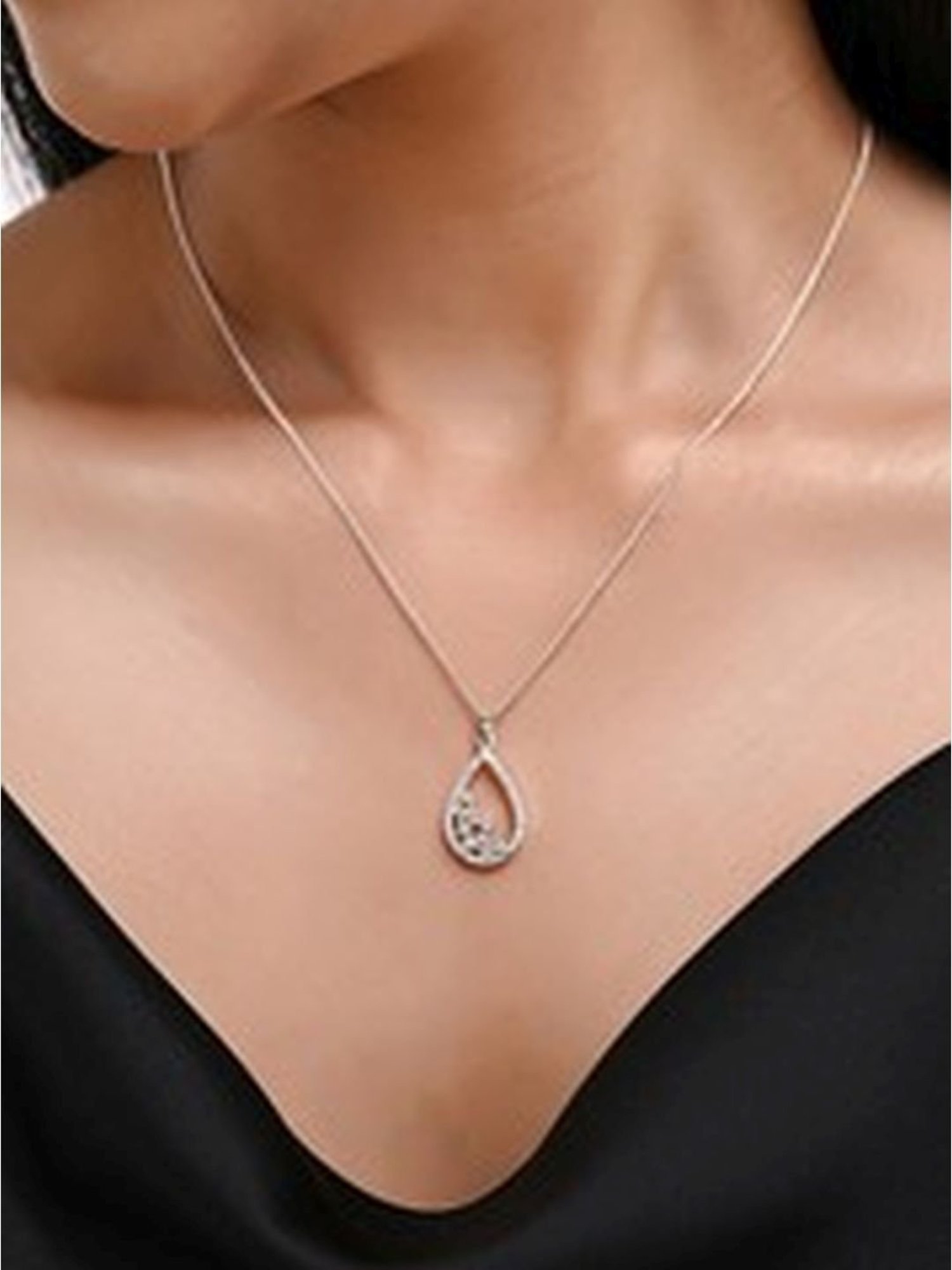 March by FableStreet 92.5 Sterling Silver Studded Drop Pendant for Women