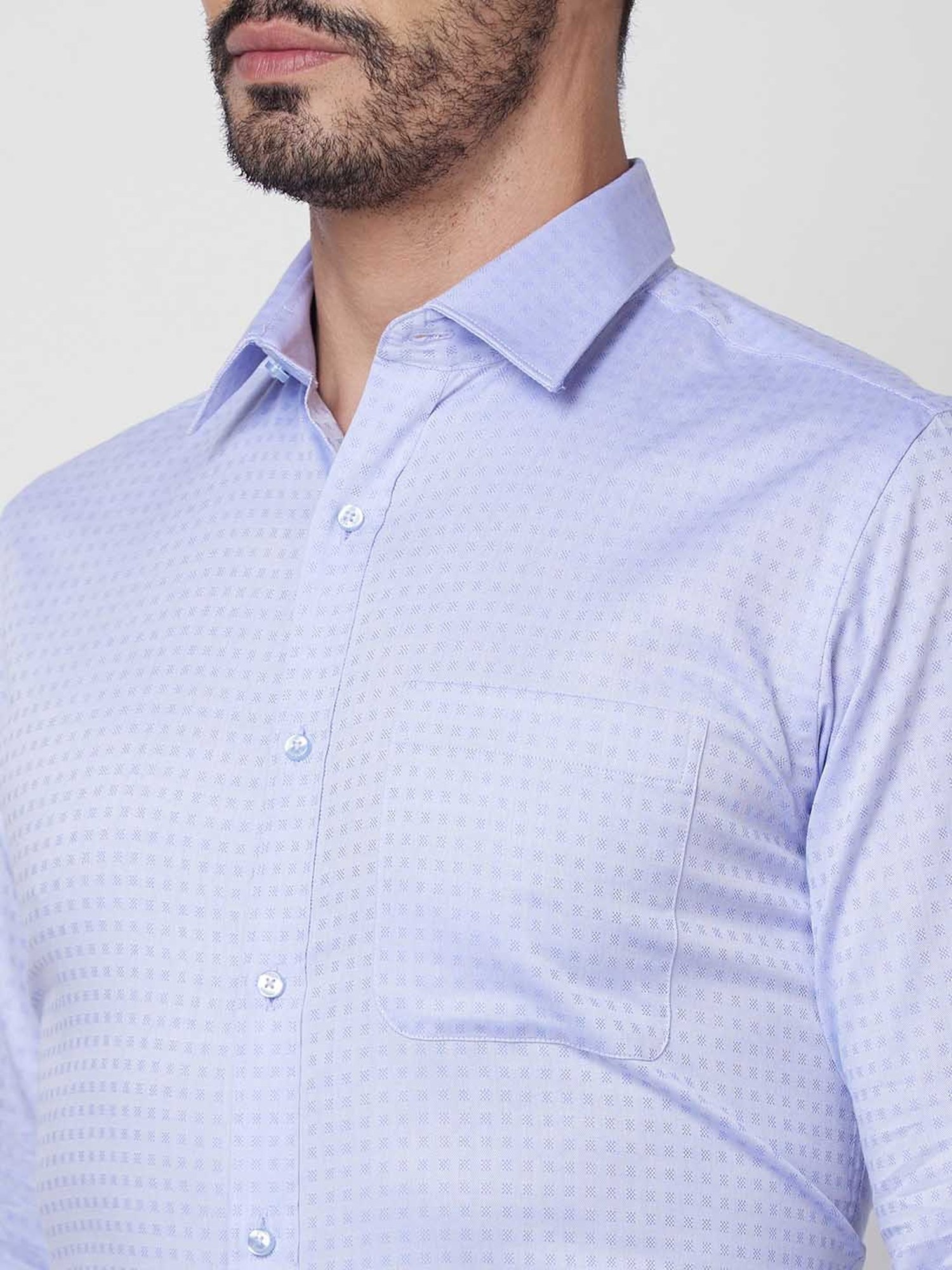 Raymond Blue Slim Fit Self Design Shirt