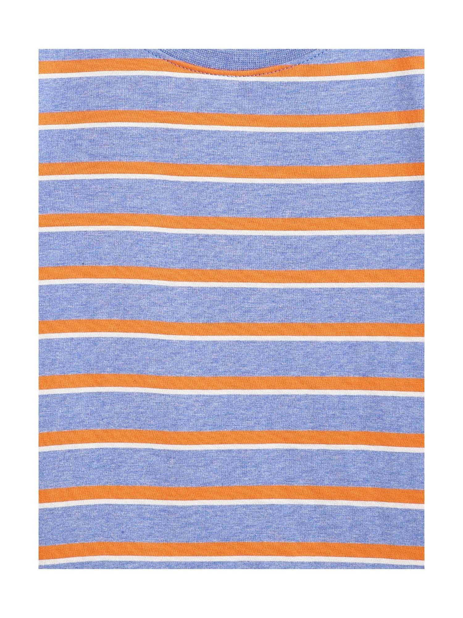 Campana Kids Blue & Orange Striped Full Sleeves T-Shirt