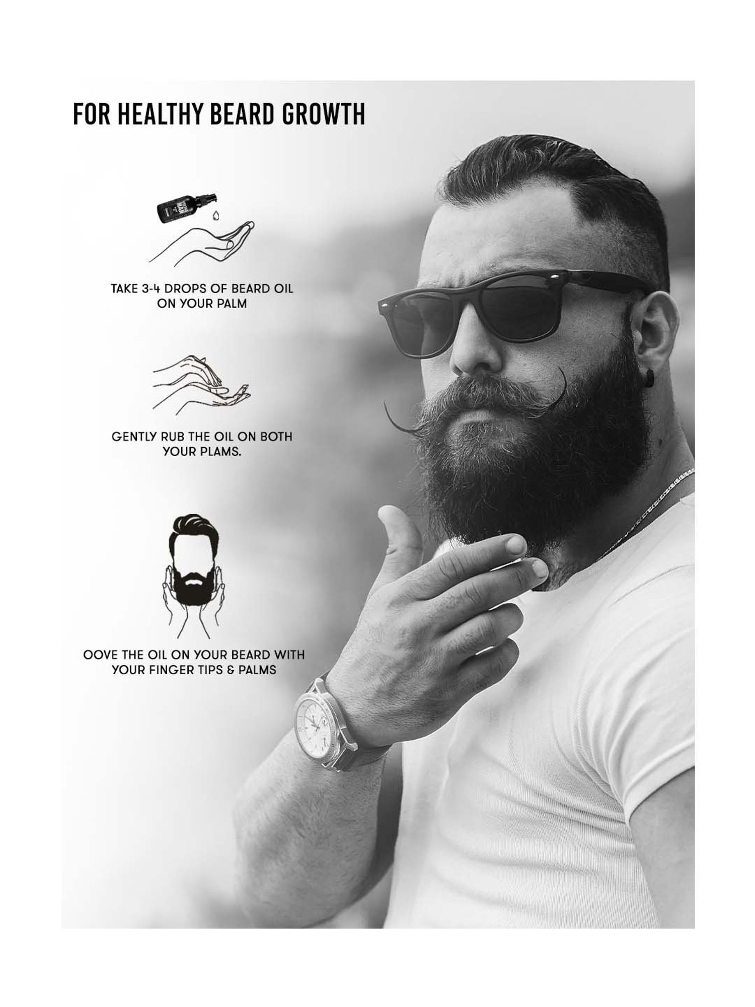 THE REAL MAN Beard Growth Oil 100 Percent Organic Beard & Moustache Hair Growth Oil - 50 ml